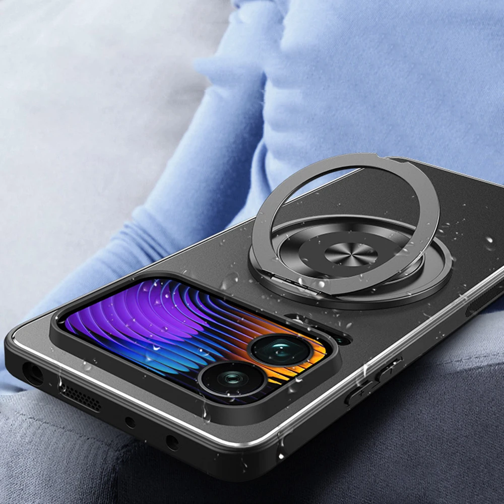 Case for Xiaomi 17/17Pro/17Pro Max Hidden Ring Stand Lens Protection Slim Hard PC Frosted Anti-Yellowing Anti-Fingerprint