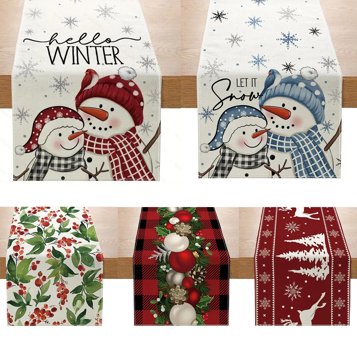 Christmas Linen Table Runner Merry Cristmas Decoration for Home 2024 Table Runner Xmas Ornament Navidad Natal New Year Gift 2025