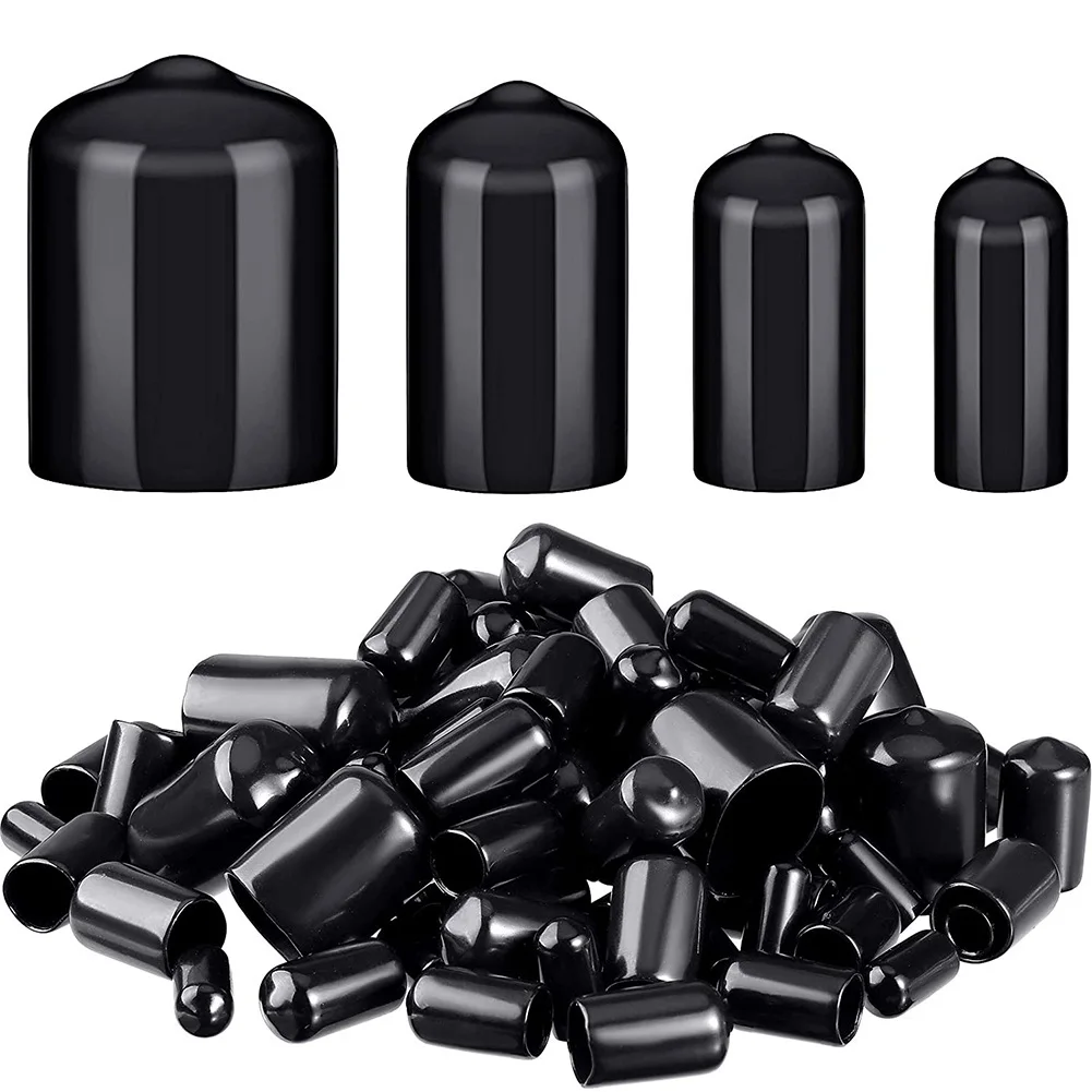 80 Pieces Rubber End Caps Flexible Bolt Covers Screw Caps Thread Protectors in 4 Sizes 1/4 to 3/4 Inch (Black)