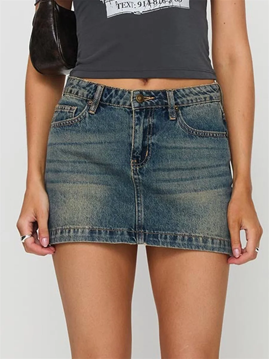 

Women Denim Skirt High Waist Mini Skirt Bow Print Fit Summer Bodycon Skirt Streetwear