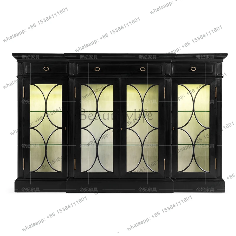 

American rural solid wood dining side cabinet modern simple locker storage cabinet