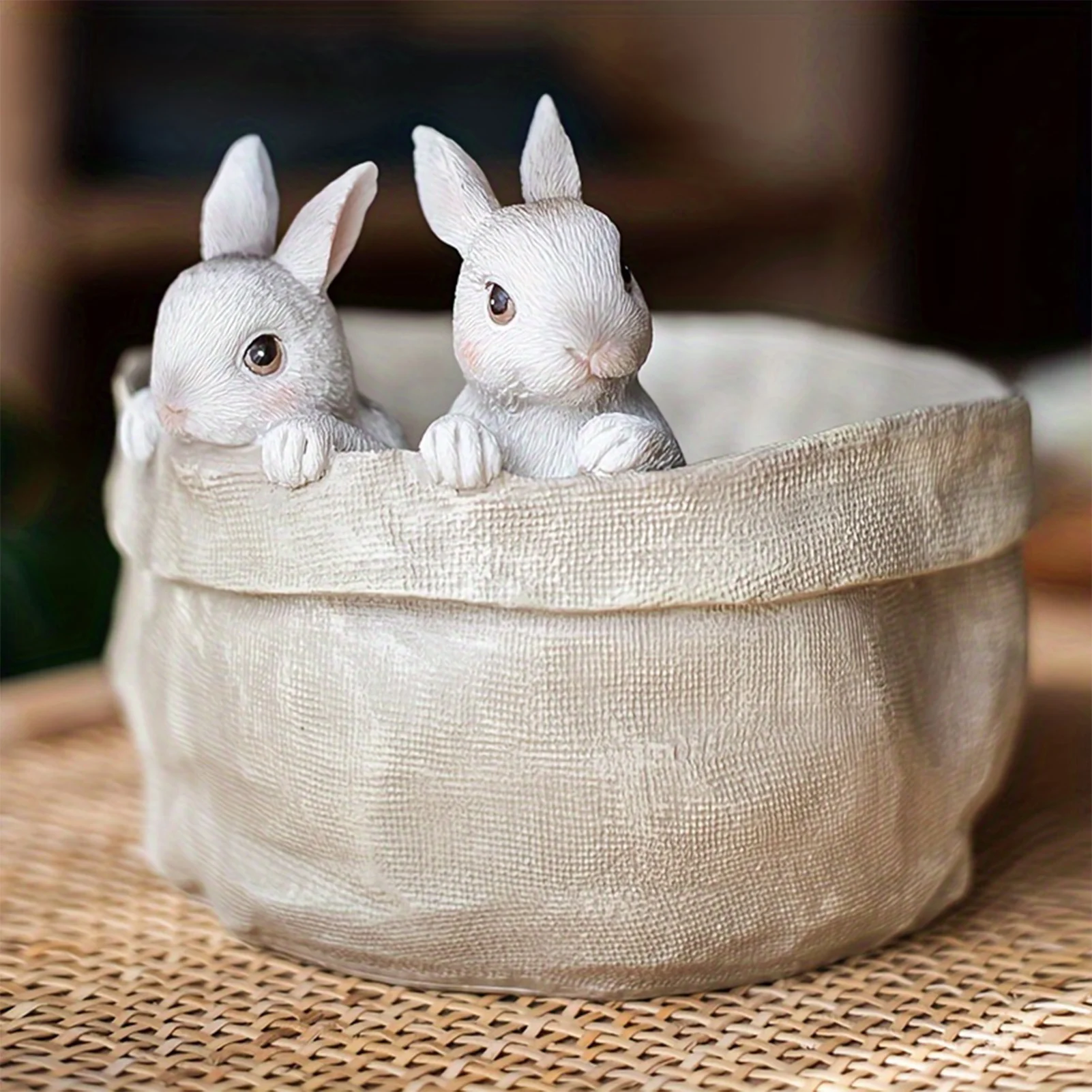 Easter Bunny Flower Pot Ornament Realistic Hairy Texture Rabbit Design Decorative Vase Non Fading Irregular Artistic Flowerpot