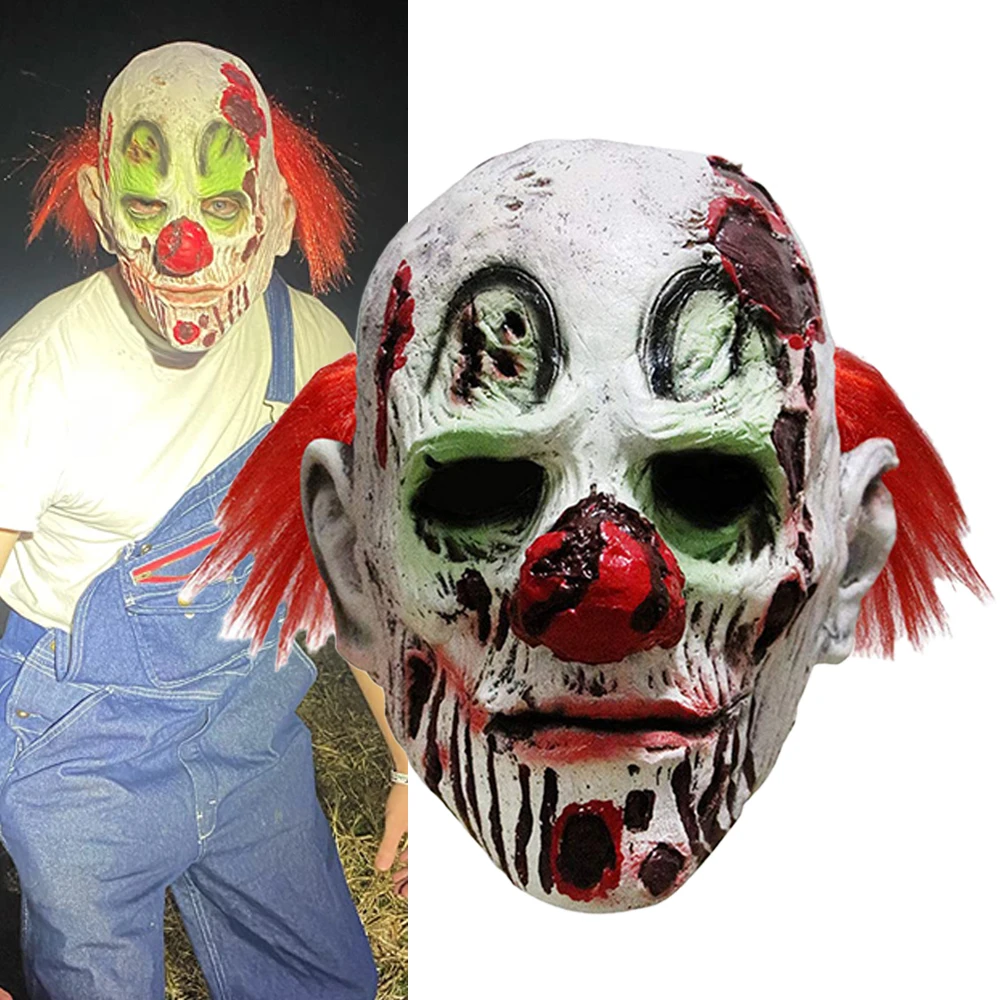 Zombie Skull Clown Mask Cosplay Horror Devil Joker Killer Latex Helmet Halloween Carnival Purim Party Costume Props Gifts