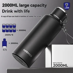 Bouteille Isotherme Intelligente en Acier Inoxydable à Double Paroi, Bouteille d'Eau Chaude, Flcopropriété Sous Vide, Verres à Café, 2L