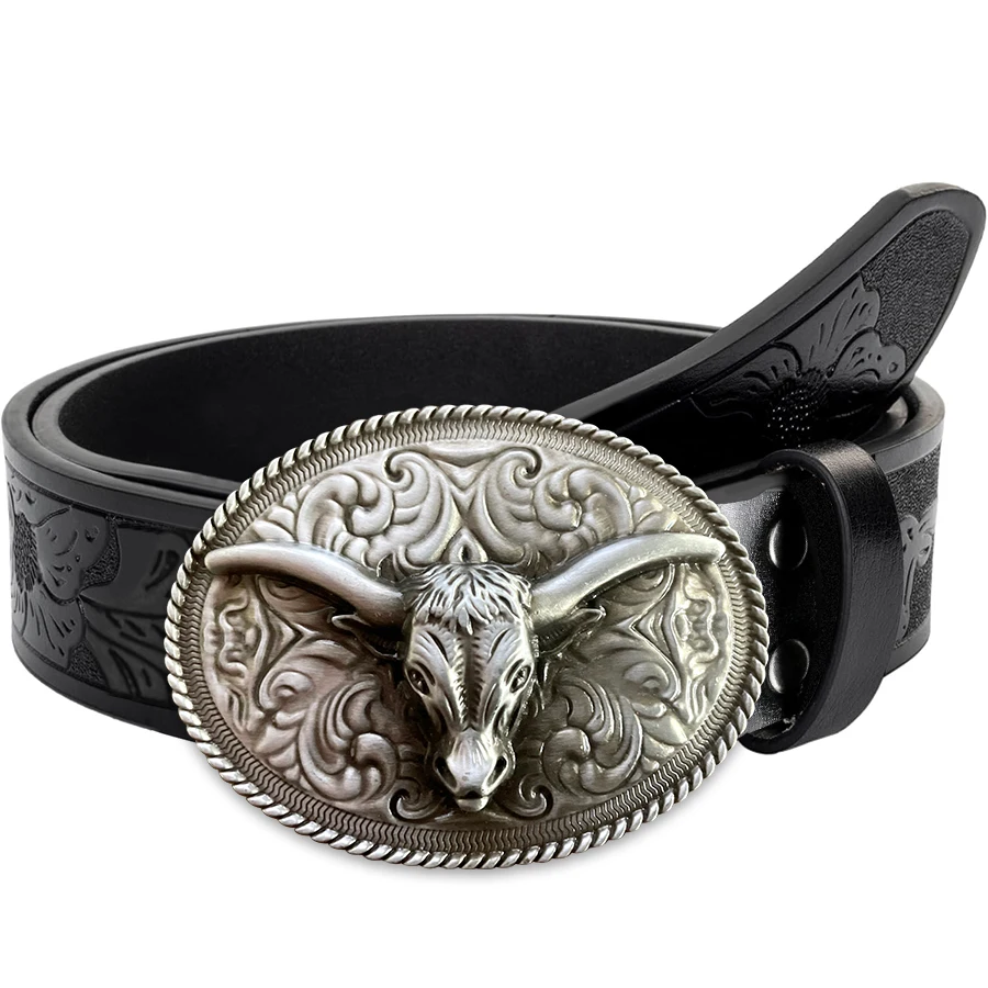 

Ремень Niu Tou Tang с узором травы Изысканная резная большая пластинчатая пряжка из сплава для мужчин и женщин - Нерегулярный узор с резной пряжкой Fl