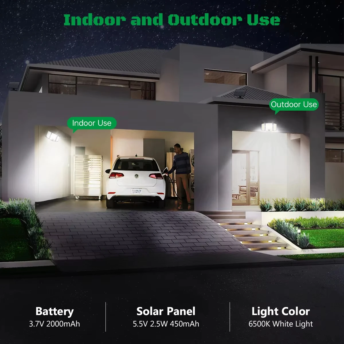 LED Solar Light Outdoor 278 Beads 3-Sided Split Design Auto On/Off IP65 Waterproof 3 Mode Remote Control Solar Wall Garden Light