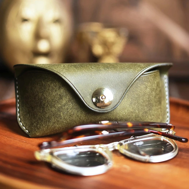 

Handmade Vintage Leather Glasses Case Shockproof Protective Sunglasses Holder Travel Eyeglass Storage Box Portable Glasses Bag