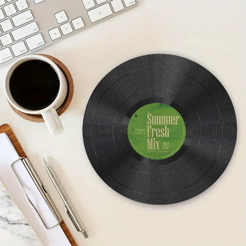 

Vinyl Design Mouse Pad Rubber Non-Slip Seam Edge Desktop Accessories Office Home Use Desk Mat Setup Desk Organizer Desktop