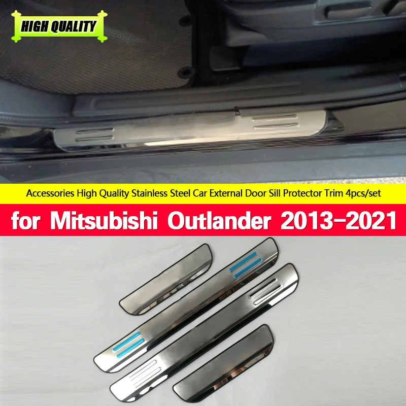 

4 Pcs Car Door Sill Protector for Mitsubishi Outlander 2013-2021 Trim Scuff Pedal Threshold Cover Accessories Stainless Steel