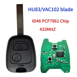 JINGXIN Remote Car Key 433MHz For Peugeot 107 207 307 407 For Citroen C1 C2 C3 Saxo Xsara Picasso ID46 PCF7961 Chip No Logo Key
