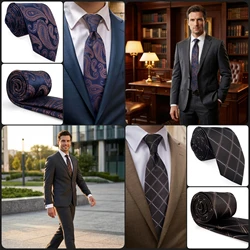 Gravata masculina marrom amarelo quente, terno clássico, vestido formal, escola de casamento, dropshipping