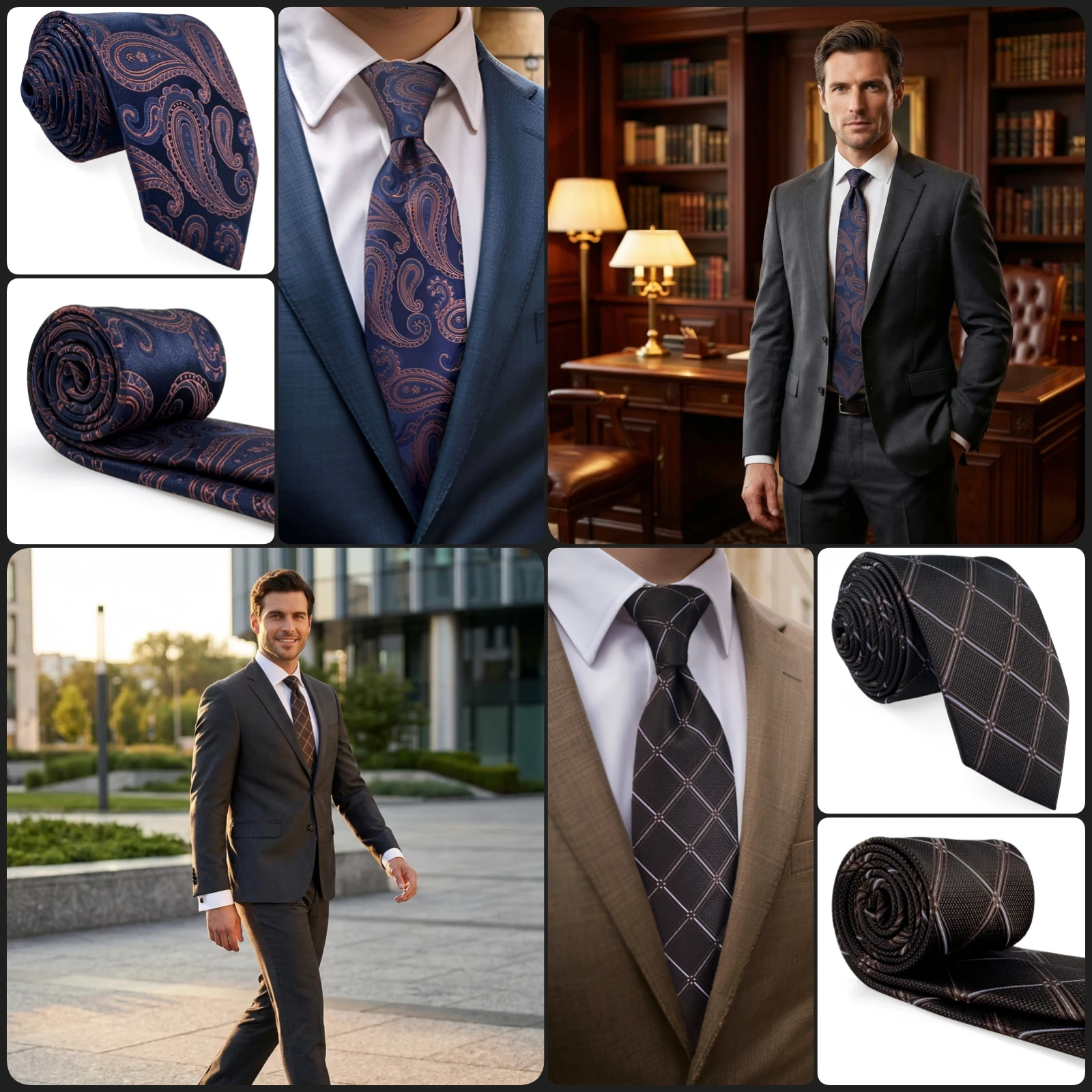 Brown Mens Neckties Classic 147cm Grey Dropshipping Yellow Business Tie Paisley Striped Solid Color Gravatas Vintage New