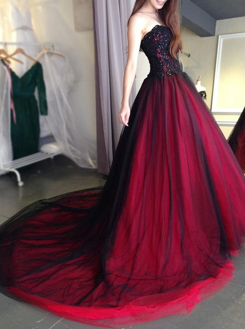 Robe de RhA-ligne en tulle pour femme, perles élégantes, paillettes, vin rouge, longue robe de soirée, fête formelle, gala éducatif, remise des diplômes, quoi que ce soit, 2023