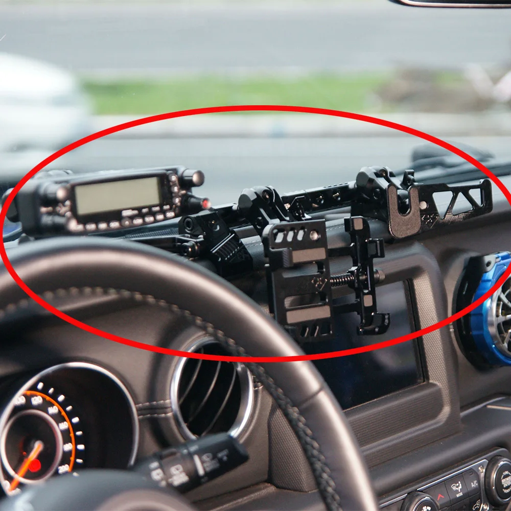 

SXMA JL1198 -2 Center Console Mobile Phone Bracket Stand Clock Combination Cellphone Dash Holder for Jeep for Wrangler JL2018+