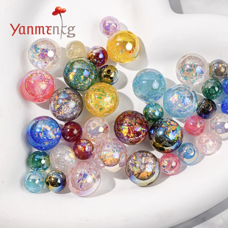 

10pcs Colorful Oplatin Round Loose Sparse Resin Beads,6 8 10 12 16mm For Jewelry Making Diy Bracelet Keychain Accessories