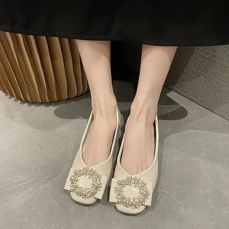 

Shoes for Women Pearl Square Toe Woman Flats Cheap Clearance Beau Today Quick Delivery on Sale 39 Comfortable and Elegant Shoe