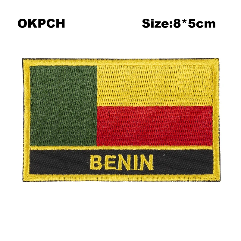 Benin Flag Embroidery Patches Iron on Saw on Transfer patches Sewing Applications for Clothes in Home&Garden