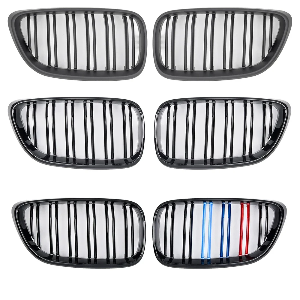 Matte Black Dual Slat Kidney Glossy Black Front Bumper Grille For BMW 2014-2018 F22 F23 F87 M2 220i 230i M240i