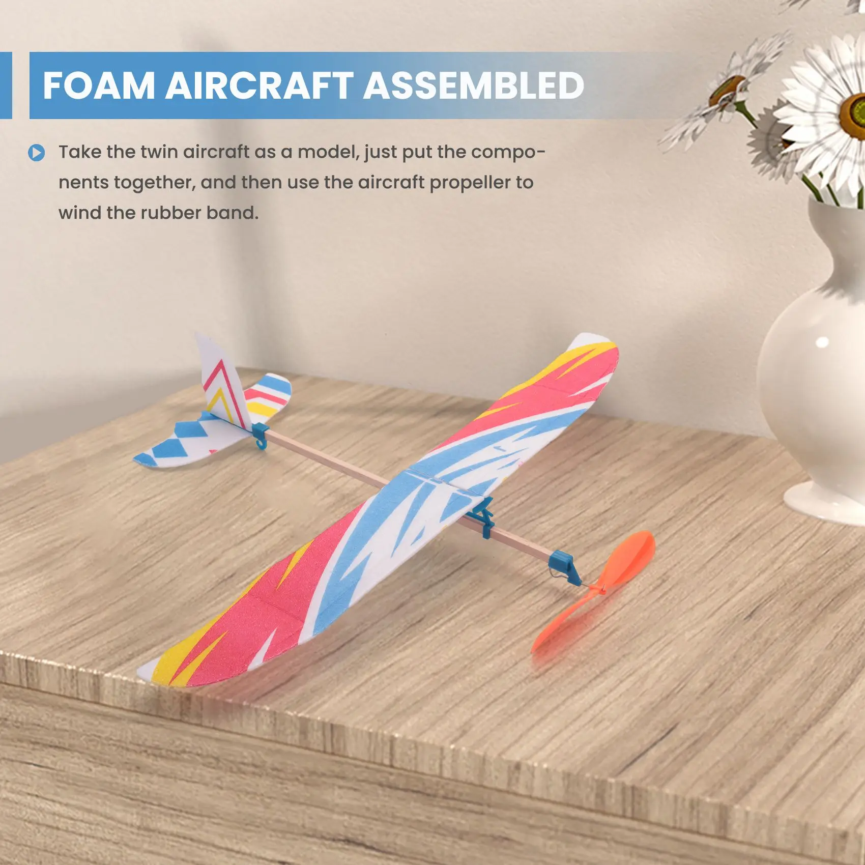 AT77 Elastic Rubber Band Powered DIY Foam Plane Model Kit Aircraft Educational Toy