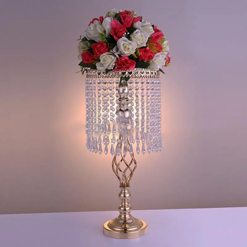 Crystal Wedding Decoration Centerpieces Wedding Flower Ball Holder Table Centerpiece Vase Stand Crystal Candlestick Gold Color