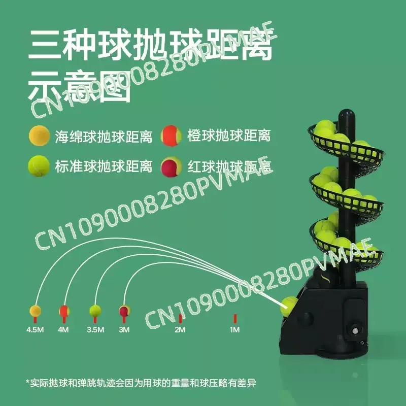 TS02 tennis ball throwing machine, tee machine, tennis multi-ball portable trainer, indoor and outdoor children and adults