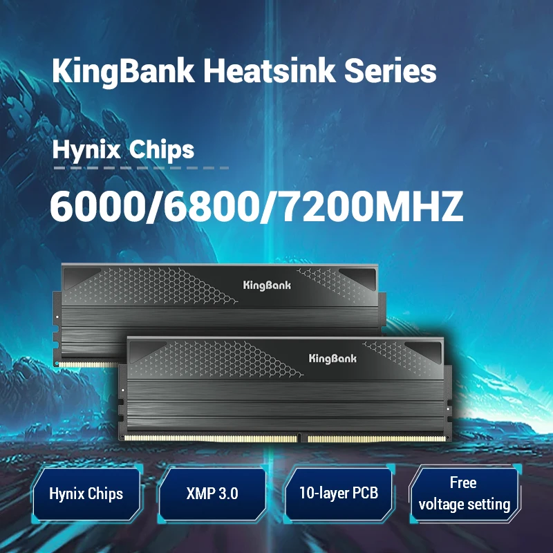 Imagem -02 - Kingbank Ddr5 32gb 16gbx2 24gbx2 48gb 6000 6800 7200 Mhz Memória de Desktop 288 Pinos 1.4v Dimm Ddr5 Ram Chip Hynix de Alto Desempenho