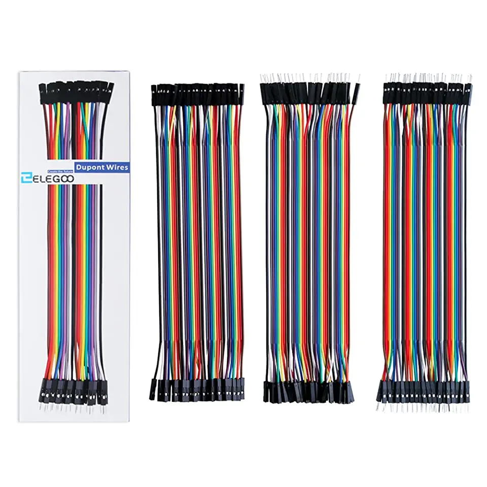 ELEGOO-Kit de Cables de puente multicolores Dupont, placa de pruebas de 20cm, Compatible con proyectos Arduino, 120 unidades