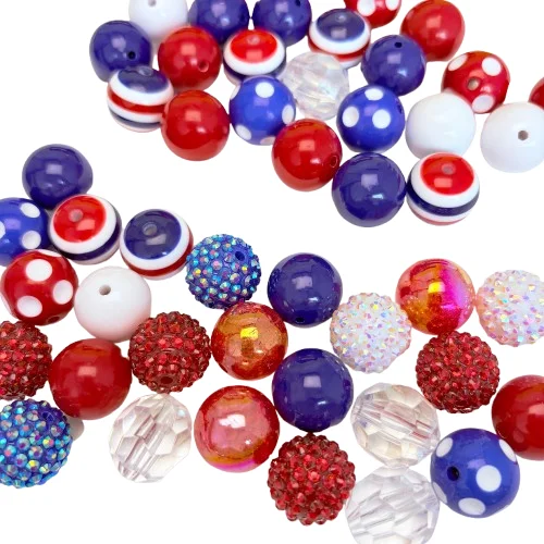 

Red-Blue Bead Collection - Assorted Designs with Mixed Color Blends, Perfect for DIY Craft Accessories | 50pcs/pack