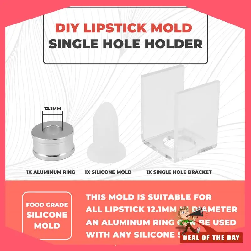 

24-Hour Delivery 3 Piece Set DIY 12.1Mm Simple Lipstick Filling Tube Silicone Mold Aluminum Ring Single Hole Bracket Homemade Li