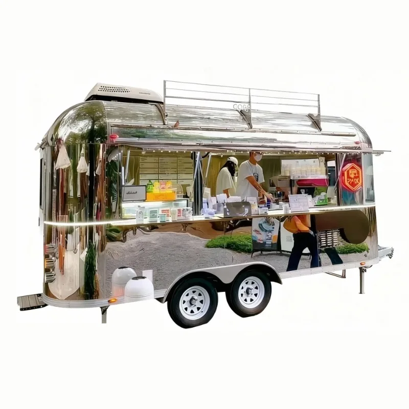 Mobile coffee dining car commercial street scenic spot mirror stainless steel Internet celebrity food grade dining car