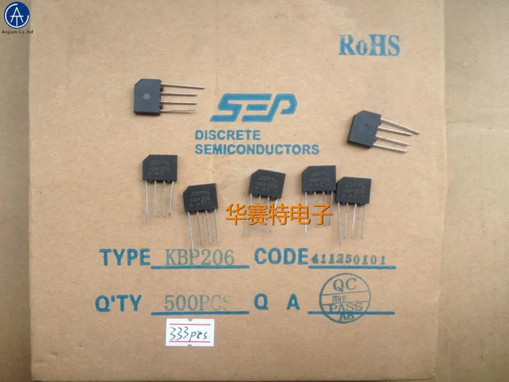 20pcs 100% orginal new KBP206 Rectifier Bridge SEP Flat Bridge 2A 600V Bridge Stack Copper Feet