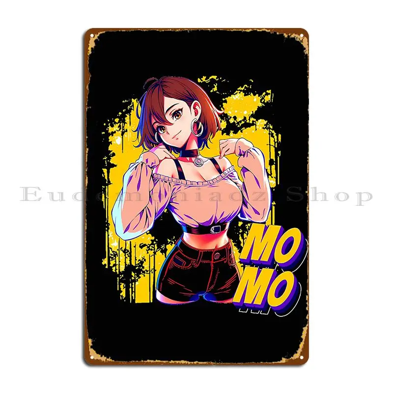 Cute Momo Ayase Dandadan Metal Sign Garage Cinema Wall Plaque Party Personalized Tin Sign Poster