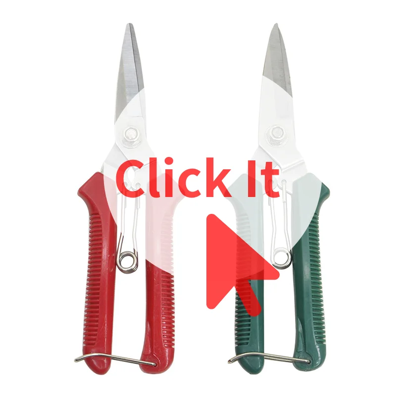 Hot Sale Stainless Steel Non Slip Handle Garden Scissors For Bonsai Household Use 190mm Straight Head Pruning Shears