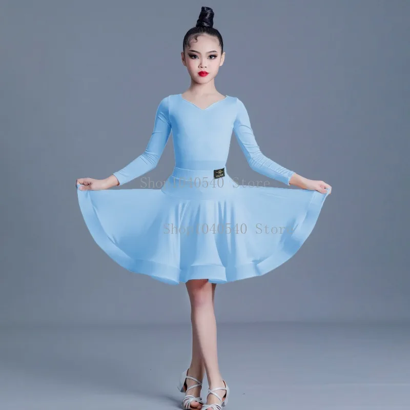 소녀의 라틴 댄스 대회 유니폼 고급 공연 연습 세트 전문 표준 대회 규정 수업