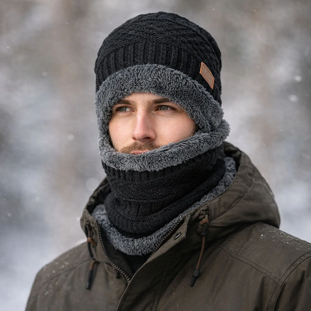 2026 Winter Beanie Hats Scarf Set Thick Warm Slouchy Beanies Hat for Men Women