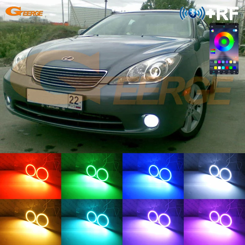 

For LEXUS ES 330 ES330 2005 2006 MCV30 BT App RF Remote Control Multi-Color Ultra Bright RGB LED Angel Eyes Kit Halo Rings