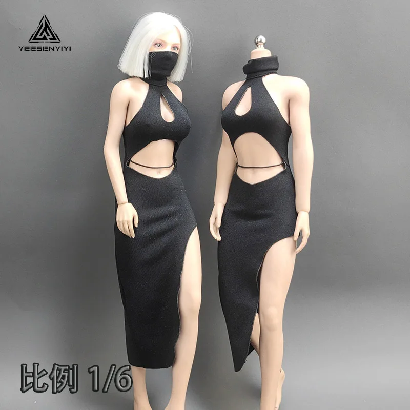 1/6 Scale Female Soldier High-stretch Slit Cheongsam Long Skirt for 12inch TBL S17 S35B Action Figures Doll Body YEESENYIYI