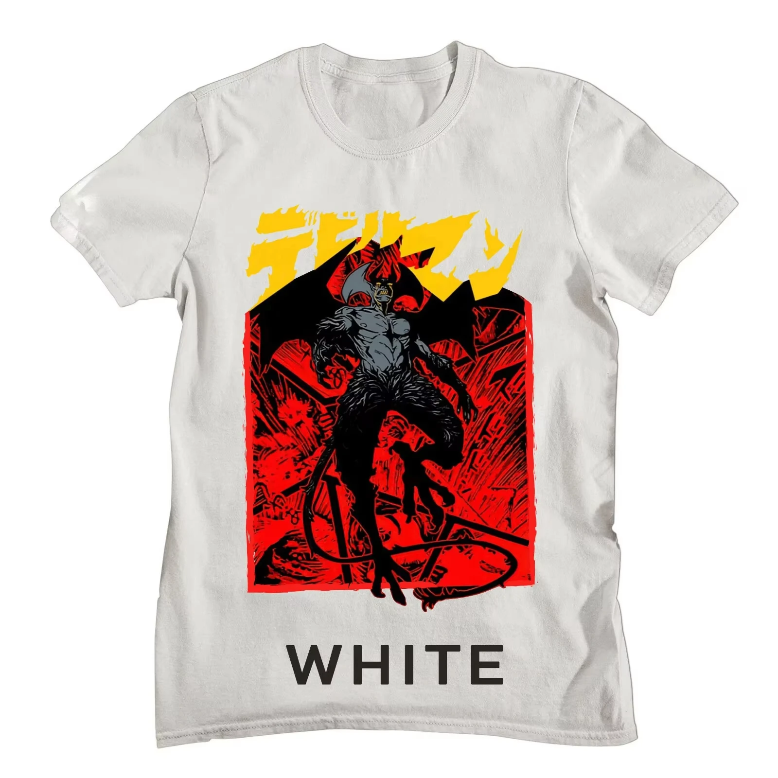 2026summer Devilman Single Sided T-shirt Akira Fudo Devil Form Demon Anime Print Oversized Cotton Tee For Dark Horror Anime Fans