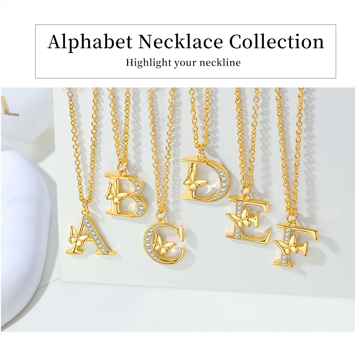 

S925 Sterling Silver Necklace Fashion A-Z Alphabet 18K Gold Plated Necklace for Women Initial Letter Necklaces Jewelry Gift