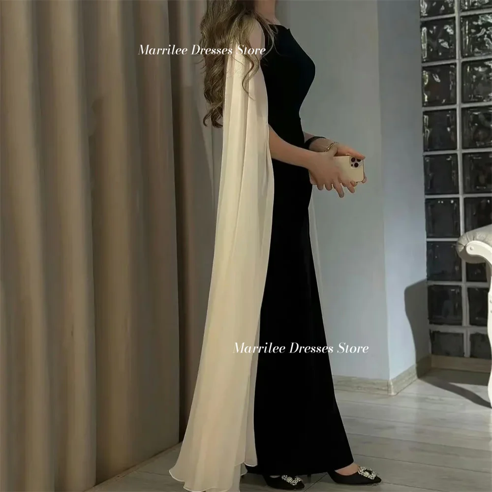 Marrilee Simple O-Neck Mermaid Ankle Length Cap Sleeve Stain Evening Dress Saudi Arabian women Chiffon Formal Occasion Prom Gown