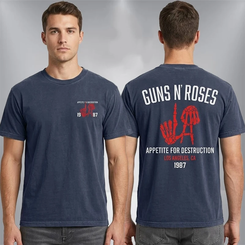 Camiseta Appetite For Destruction Skeleton LA Hands Guns N Roses 2026, camiseta 100% de algodón Unisex para hombre y mujer, camiseta informal Y2k para fanáticos