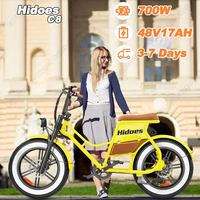 Hidoes C8 Electric Bicycle 700W Motor 48V17AH Lithium Battery Adult Off-road E-bike 20*4 inch Fat Tire All-terrain Electric Bike