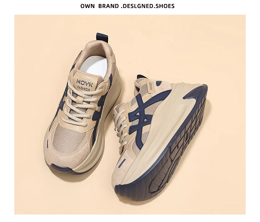 New Arrival 2026 Spring Chunky Sneakers Women's Thick Bottom Casual Mesh Shoes 8CM High Platform Breathable Sports Dad Shoes