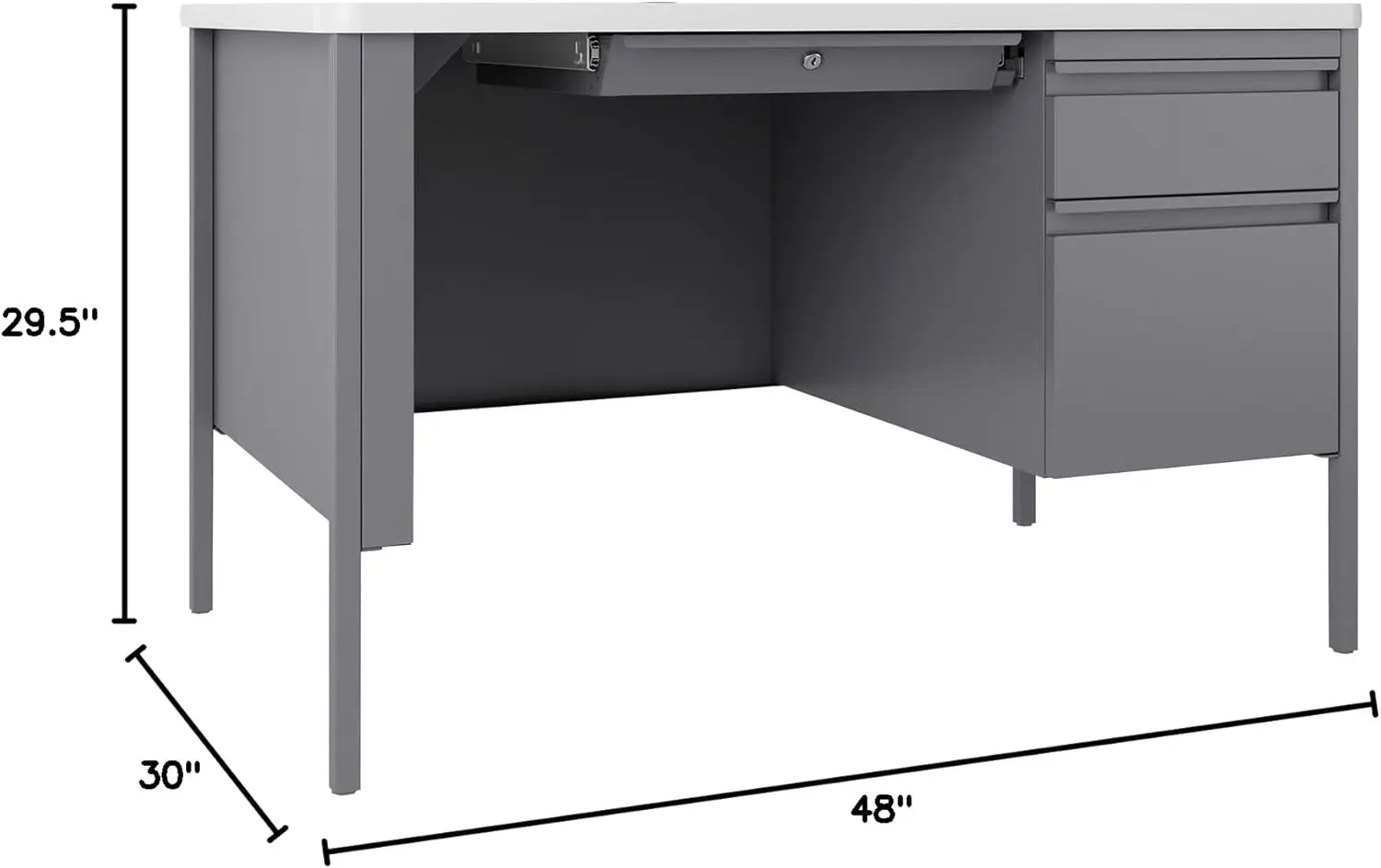 Lorell Fortress White/Platinum Steel Teachers Desk