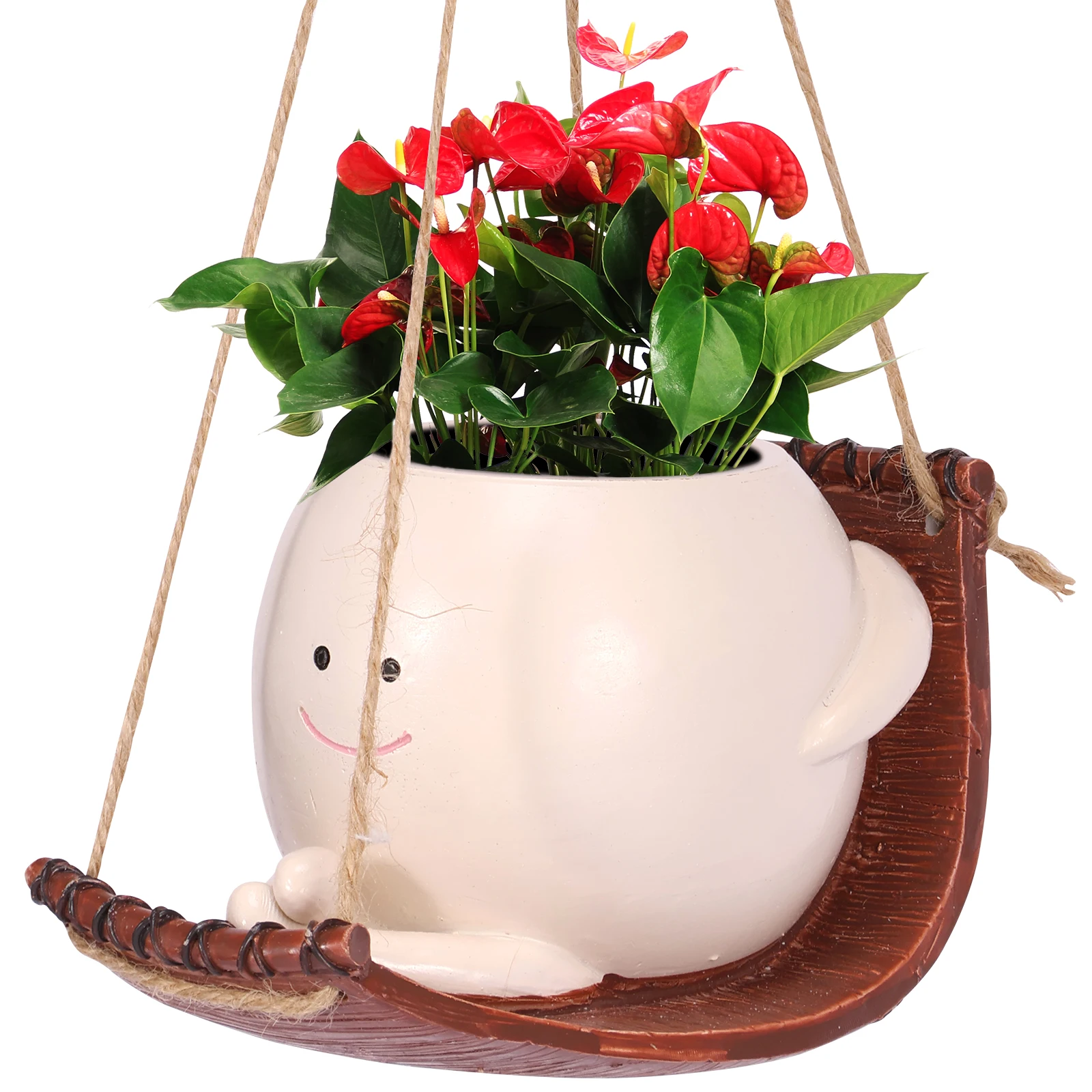 

Swing Planter Pot Smile Face Swing Flowers Pot Hanging Hammock Planter Resin Swing Plant Pot for Indoor Outdoor Plant Compact