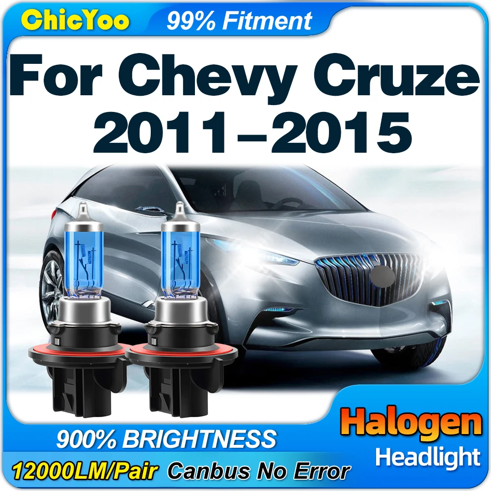 

100W Car Halogen Lamp Bulb 12000LM High Low Beam Auto Headlamp 12V Canbus No Error For Chevy Cruze 2011 2012 2013 2014 2015