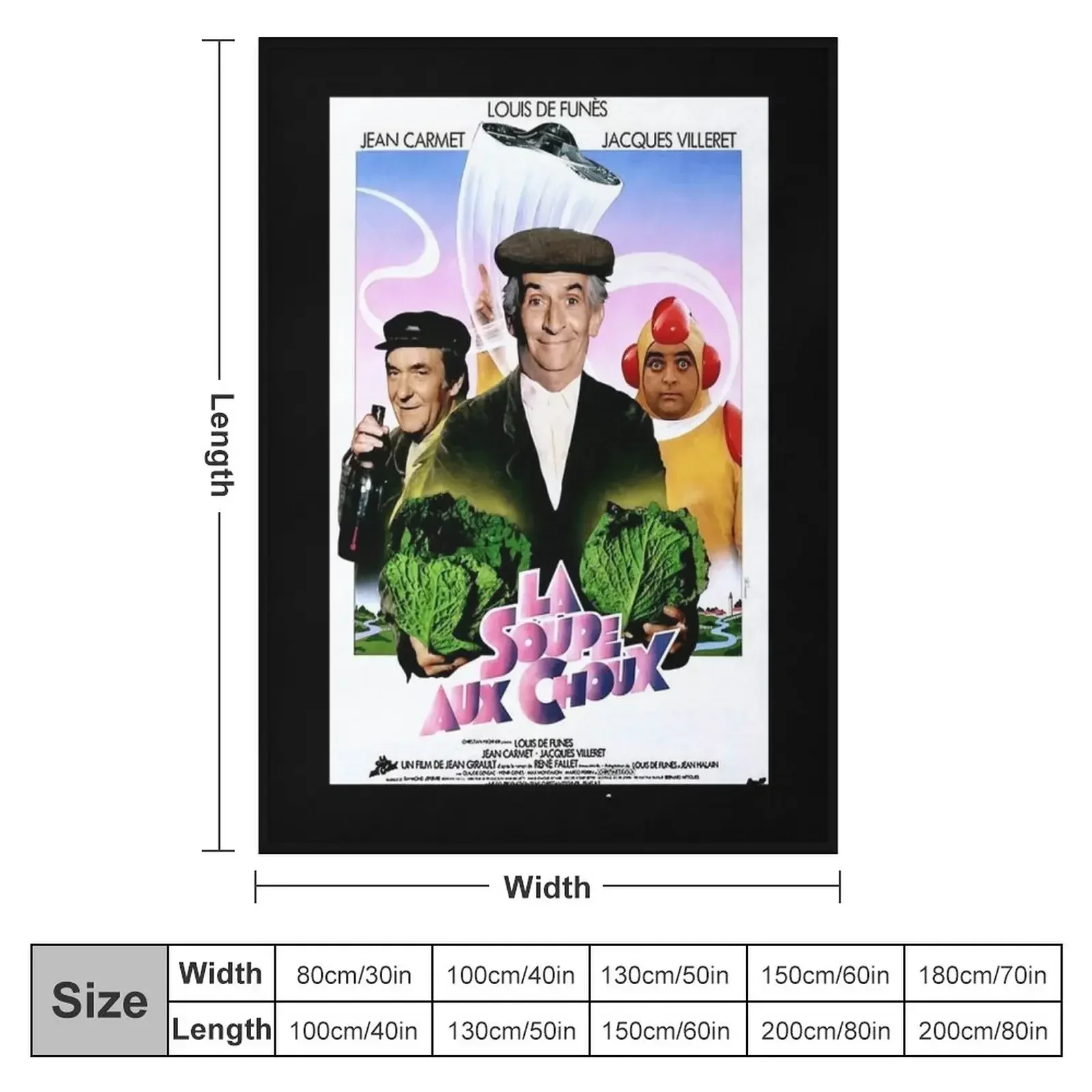 Vintage Soupe Choux The Cabbage Soup 1981 Classic Louis De Funes Comedy Movie Poster Classic Throw Blanket Luxury St Blankets