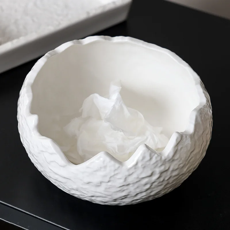 

Stylish Ceramic Desktop Trash Bin for Home Office Living Room Bedside Tabletop