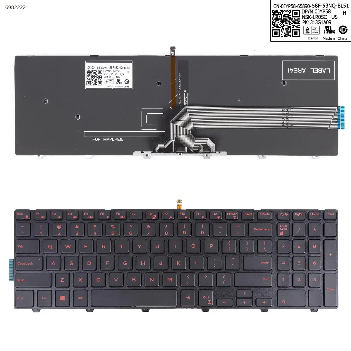 

US Laptop Keyboard for DELL 15-3000 5542 3541 5547 15-7559 Black Frame with Backlit & Red Printing