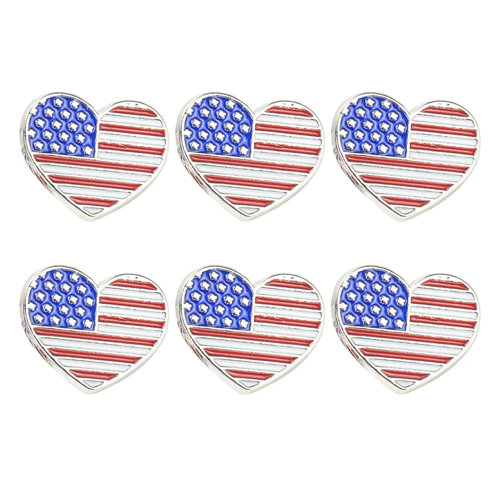 

6 Pcs Heart Shaped American Flag Lapel Pin United States Badge for Bag Sweater Dress Suit Gifts Kids Sturdy Fabric